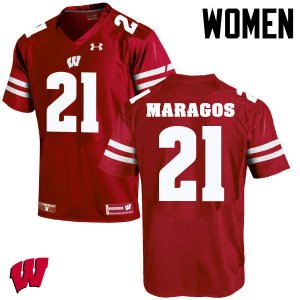 Women's Wisconsin Badgers NCAA #21 Chris Maragos Red Authentic Under Armour Stitched College Football Jersey AQ31K72QZ